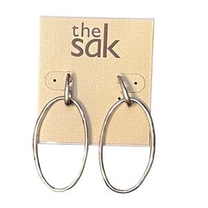 The Sak Silver Oval Hoop Earrings With Posts NWT